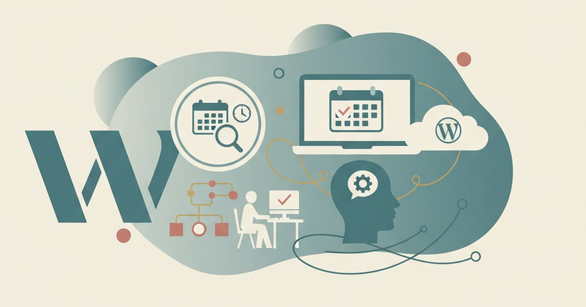 Editorial illustration supporting the article on wordpress consultation booking.