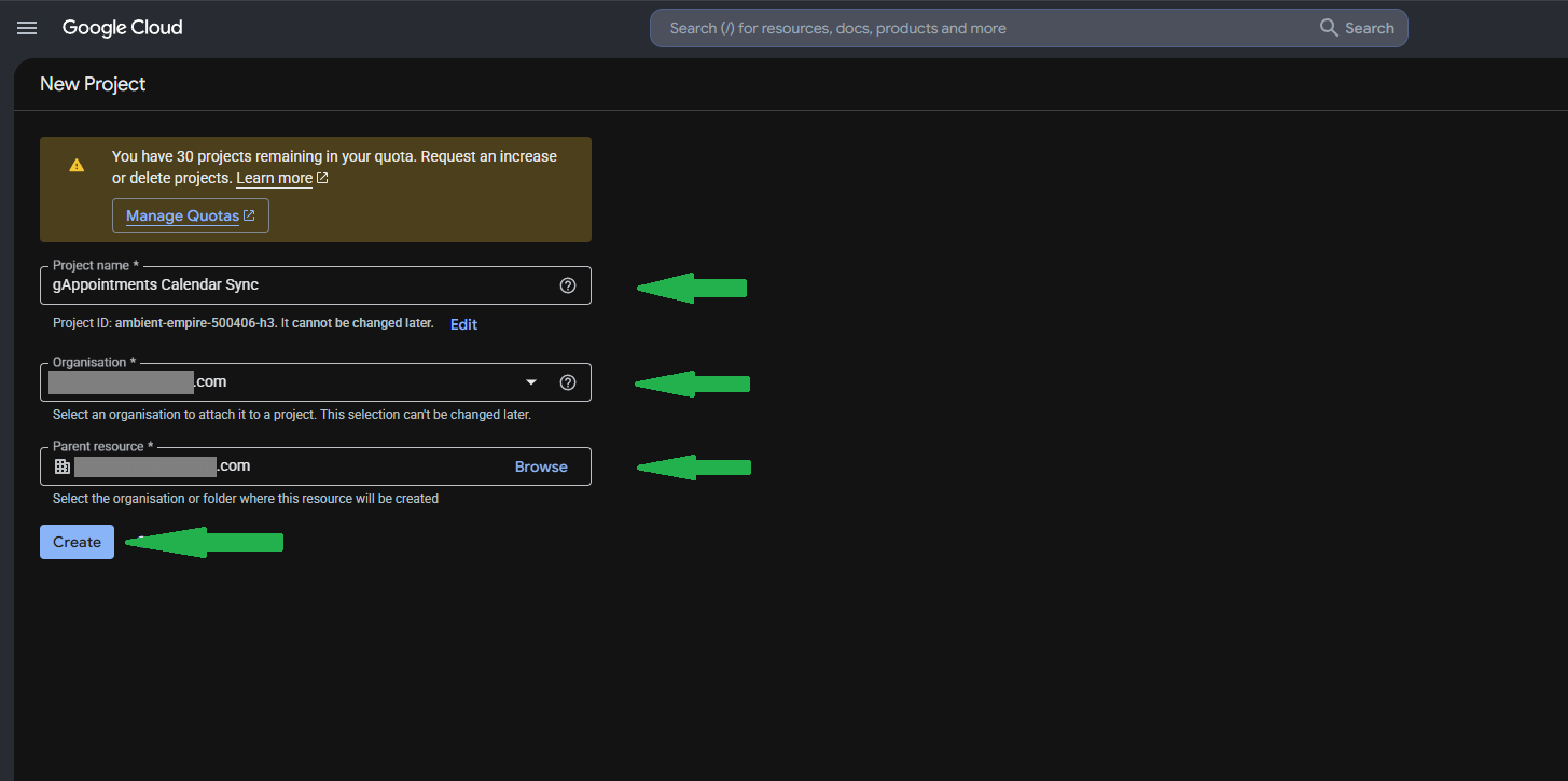 Name the project and click Create