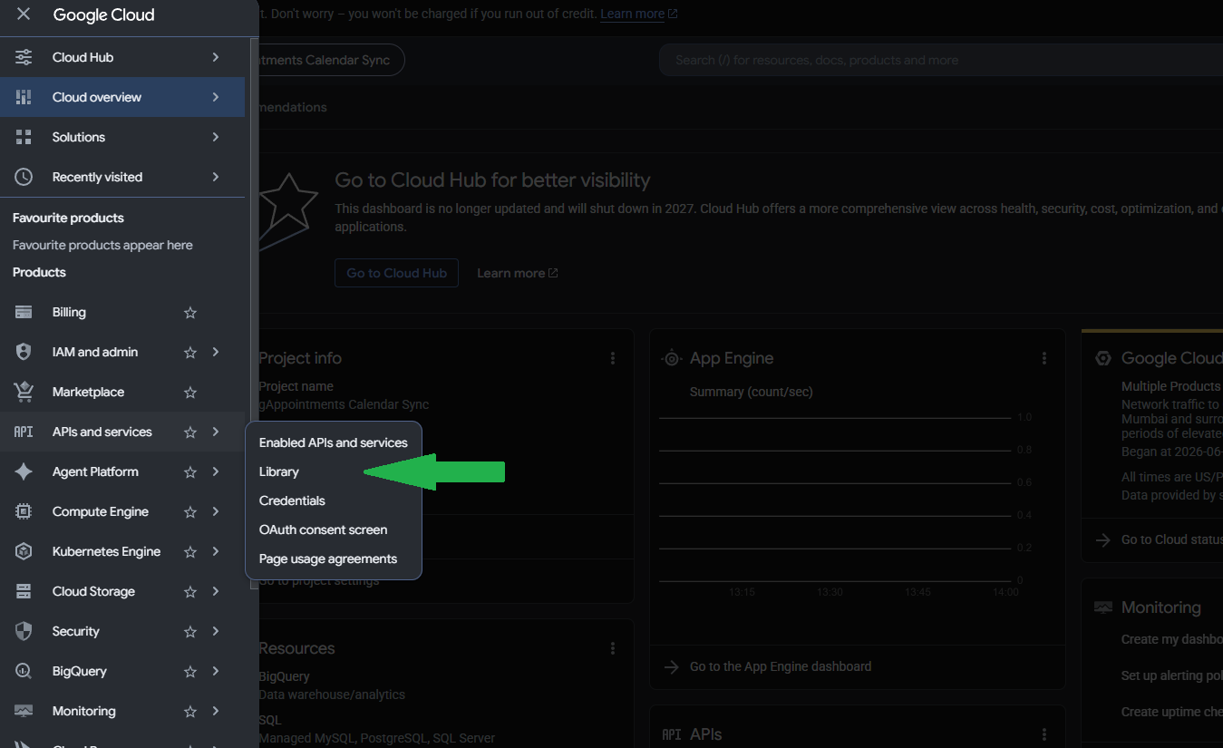Open APIs and Services then Library