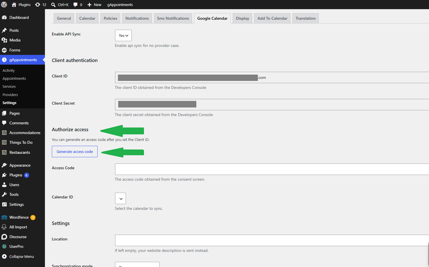 Generate the access code